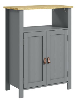 Meuble bas de salle de bain sur pied 2 portes étagère niche plateau