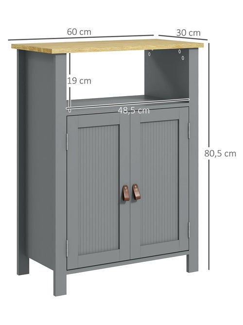 Meuble bas de salle de bain sur pied 2 portes étagère niche plateau - Kiabi