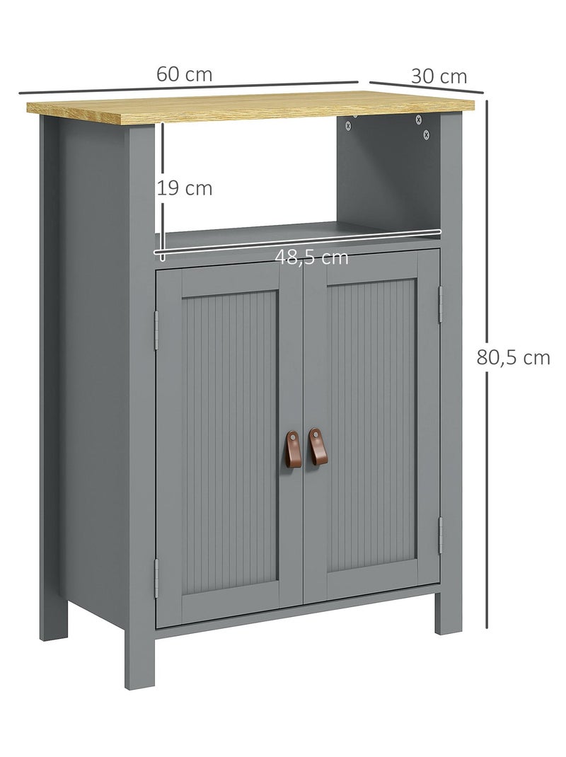 Meuble bas de salle de bain sur pied 2 portes étagère niche plateau Gris - Kiabi