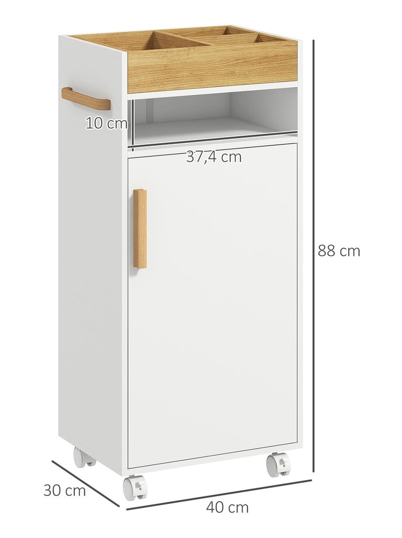 Meuble bas de salle de bain sur roulettes porte niche plateau amovible Blanc Blanc - Kiabi