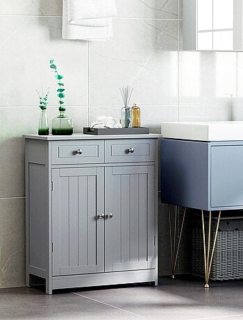 Meuble bas salle de bain 2 portes 2 tiroirs étagère