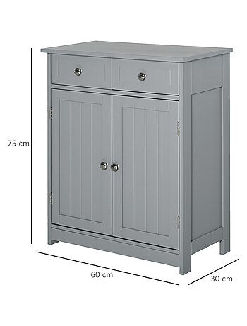 Meuble bas salle de bain 2 portes 2 tiroirs étagère