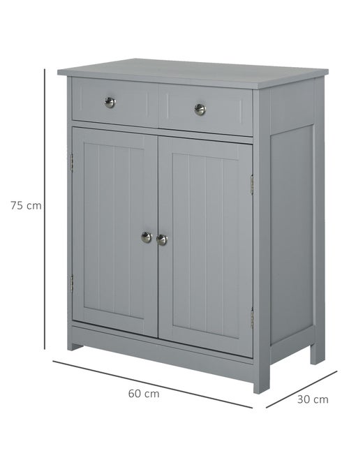 Meuble bas salle de bain 2 portes 2 tiroirs étagère - Kiabi