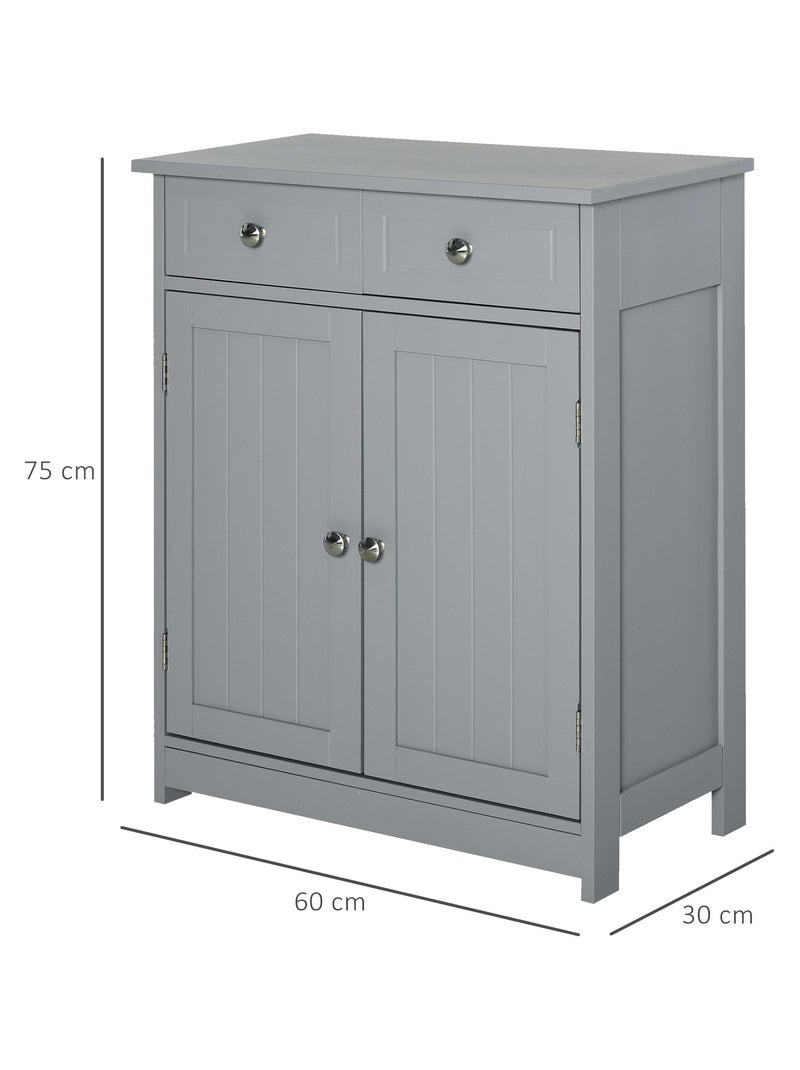 Meuble bas salle de bain 2 portes 2 tiroirs étagère Gris - Kiabi