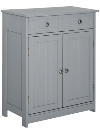 Meuble bas salle de bain 2 portes avec étagère 2 tiroirs gris