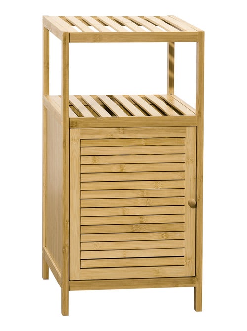 Meuble bas salle de bain porte 2 étagères bambou verni - Kiabi