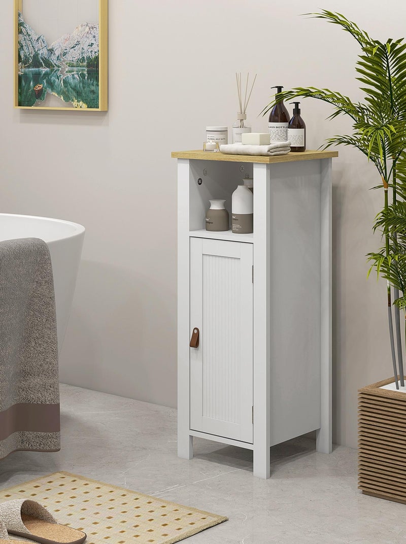 Meuble bas salle de bain porte 2 étagères niche Blanc Blanc - Kiabi