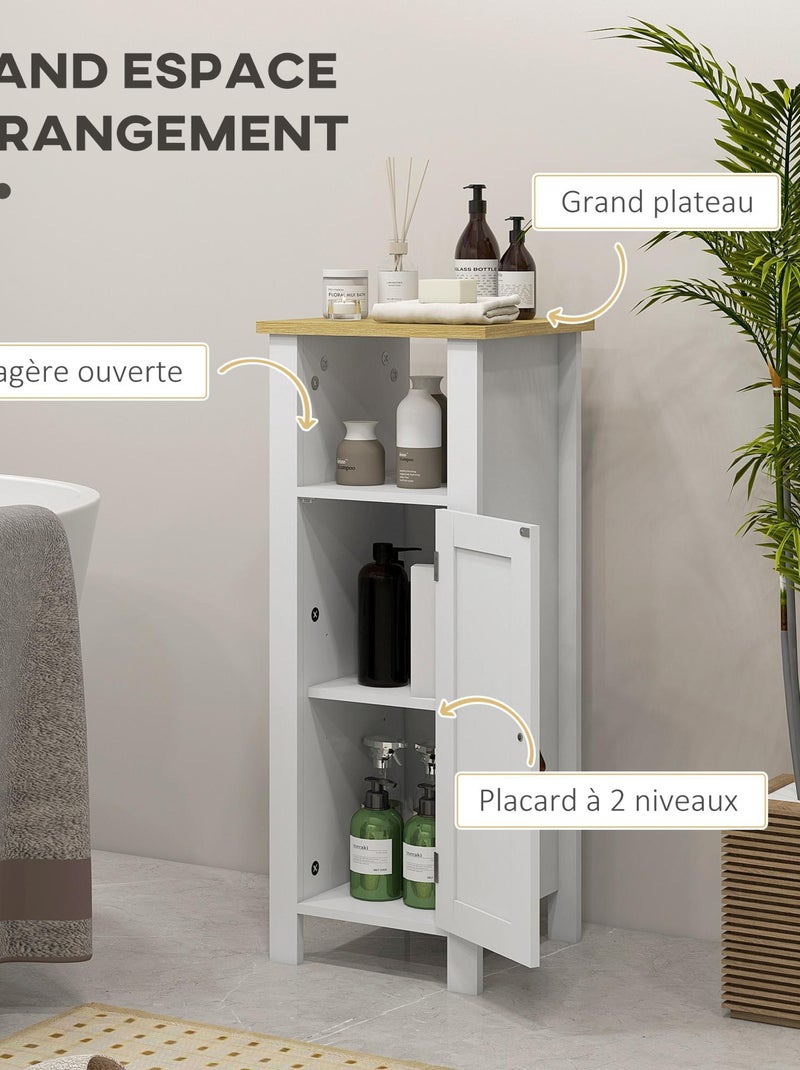 Meuble bas salle de bain porte 2 étagères niche Blanc Blanc - Kiabi