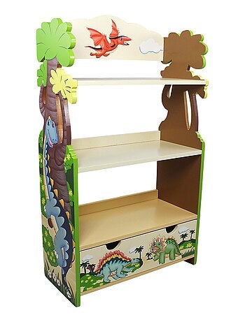 Meuble bibliothèque en bois enfant mixte rangement dinosaure livre jouet