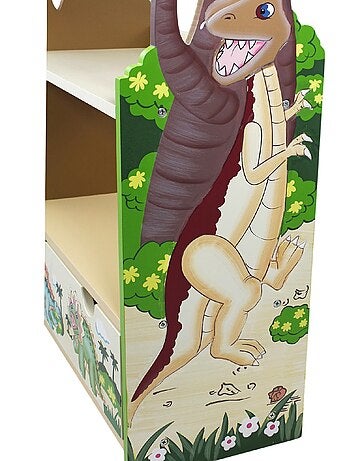 Meuble bibliothèque en bois enfant mixte rangement dinosaure livre jouet