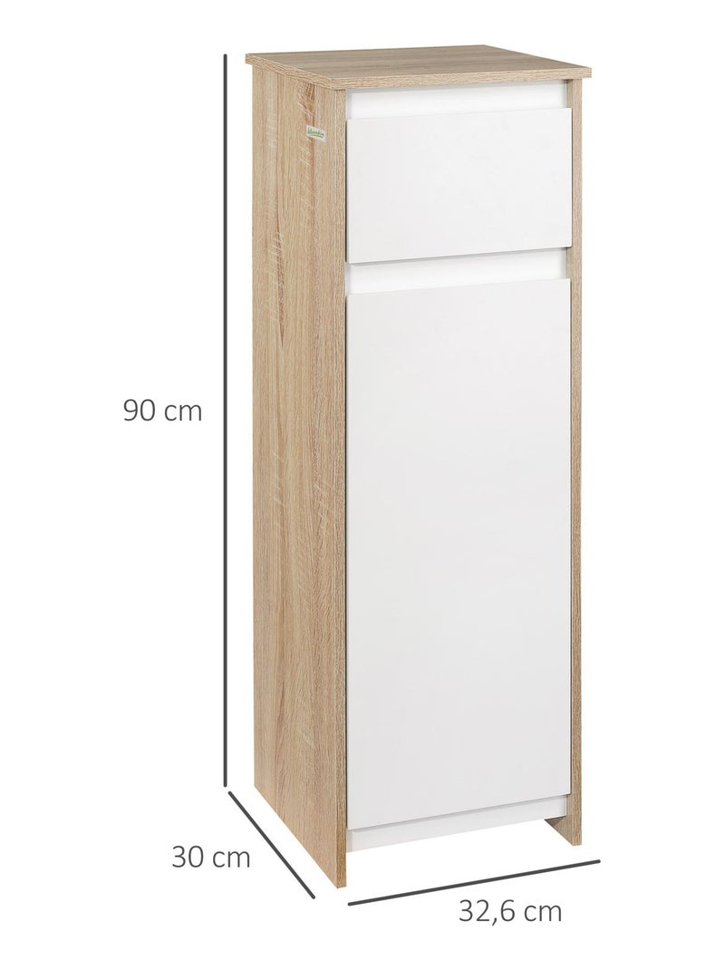 Meuble colonne bas salle de bain style cosy porte tiroir Beige - Kiabi