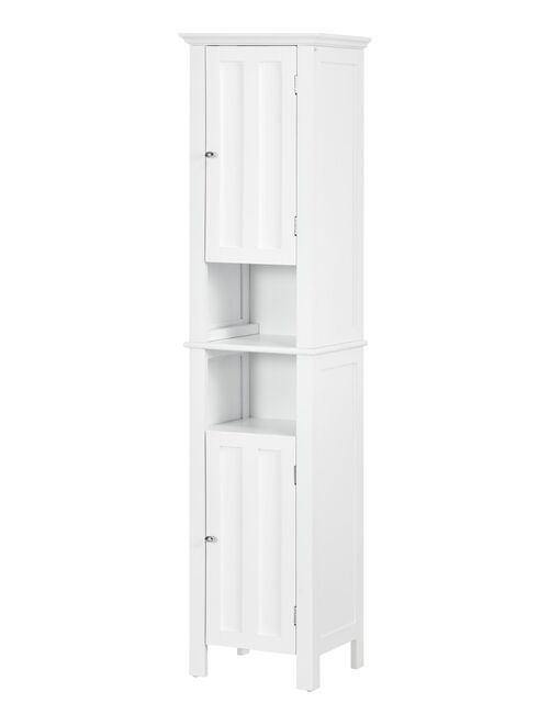 Meuble colonne de salle de bain 2 portes 2 étagères 2 niches blanc - Kiabi