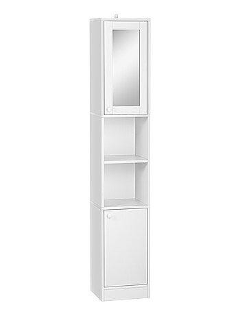 Meuble colonne de salle de bain 2 portes 2 niches blanc