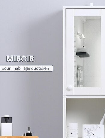 Meuble colonne de salle de bain 2 portes 2 niches blanc
