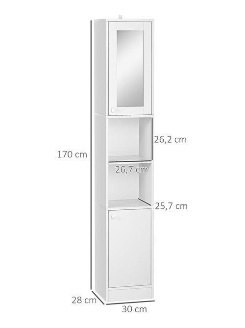 Meuble colonne de salle de bain 2 portes 2 niches blanc - Kiabi