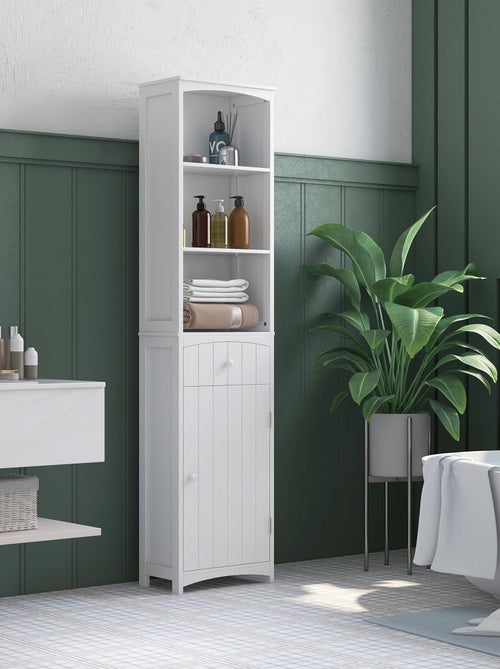 Meuble colonne de salle de bain moderne blanc - Kiabi