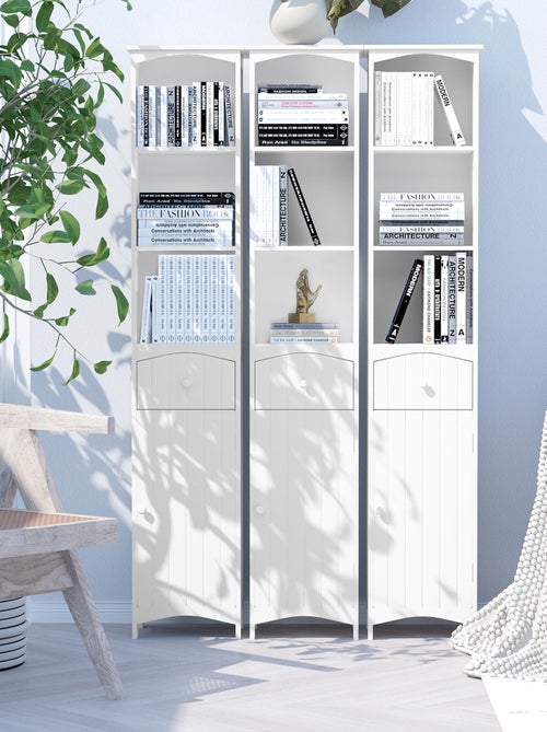 Meuble colonne de salle de bain moderne blanc - Kiabi