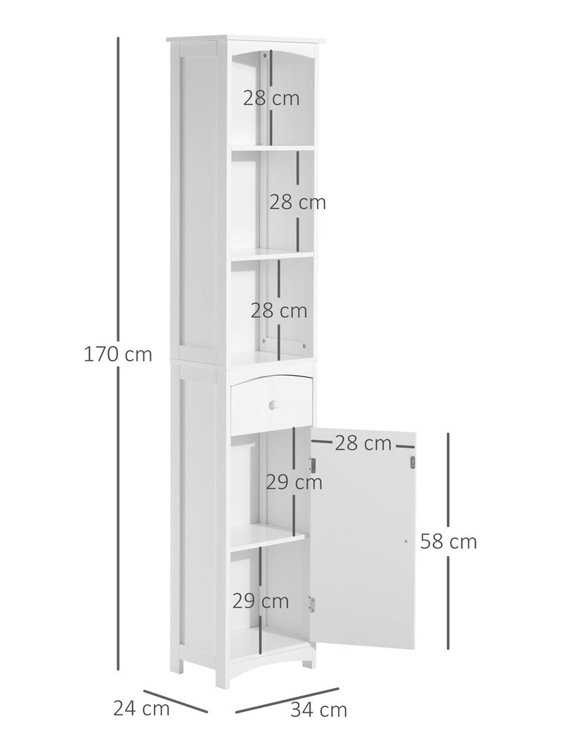 Meuble colonne de salle de bain moderne blanc Blanc - Kiabi