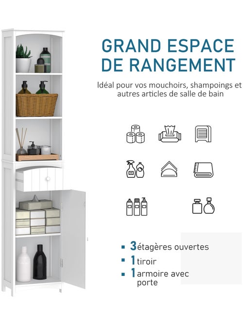 Meuble colonne de salle de bain moderne blanc - Kiabi