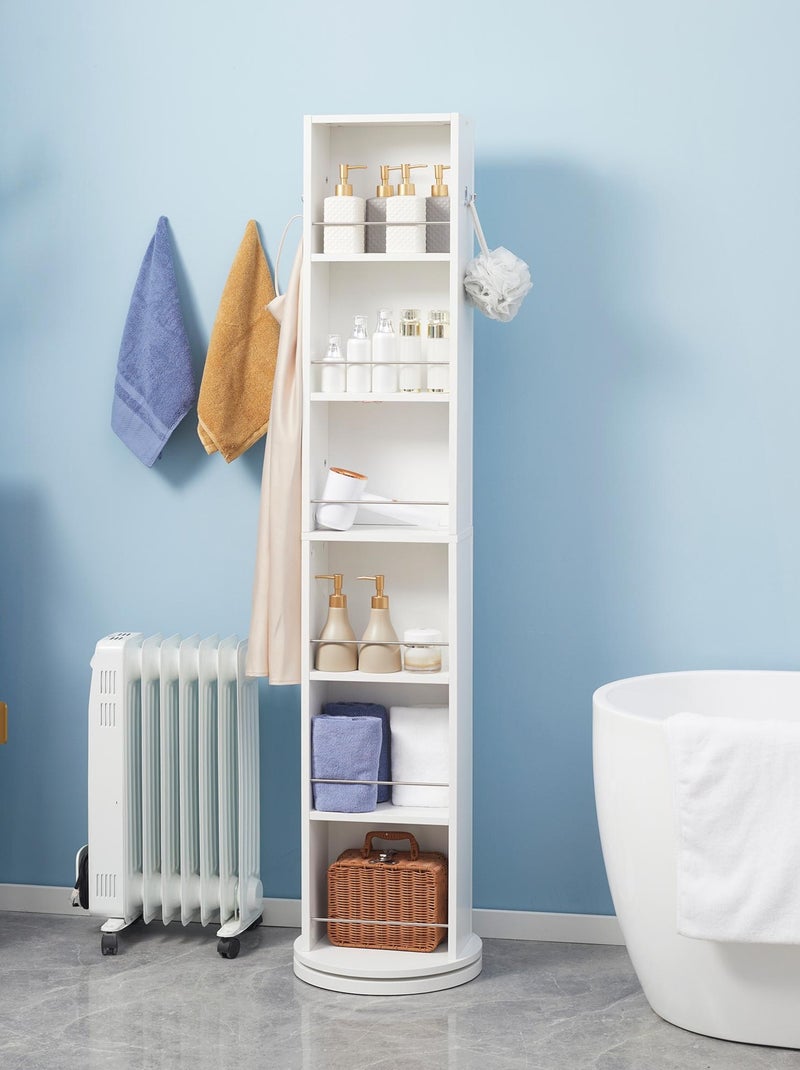 Meuble colonne de salle de bain pivotant 36 x 36 x 171 cm blanc Blanc - Kiabi