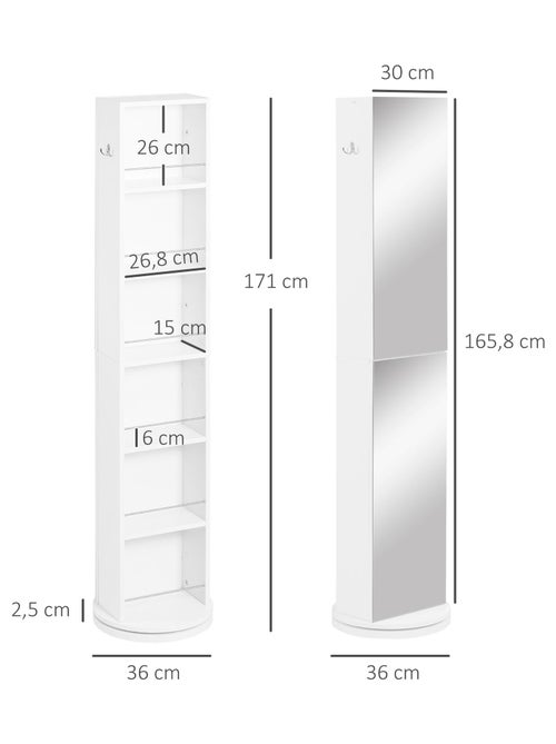 Meuble colonne de salle de bain pivotant 36 x 36 x 171 cm blanc - Kiabi Meuble colonne de salle de bain pivotant 36 x 36 x 171 cm blanc - Kiabi