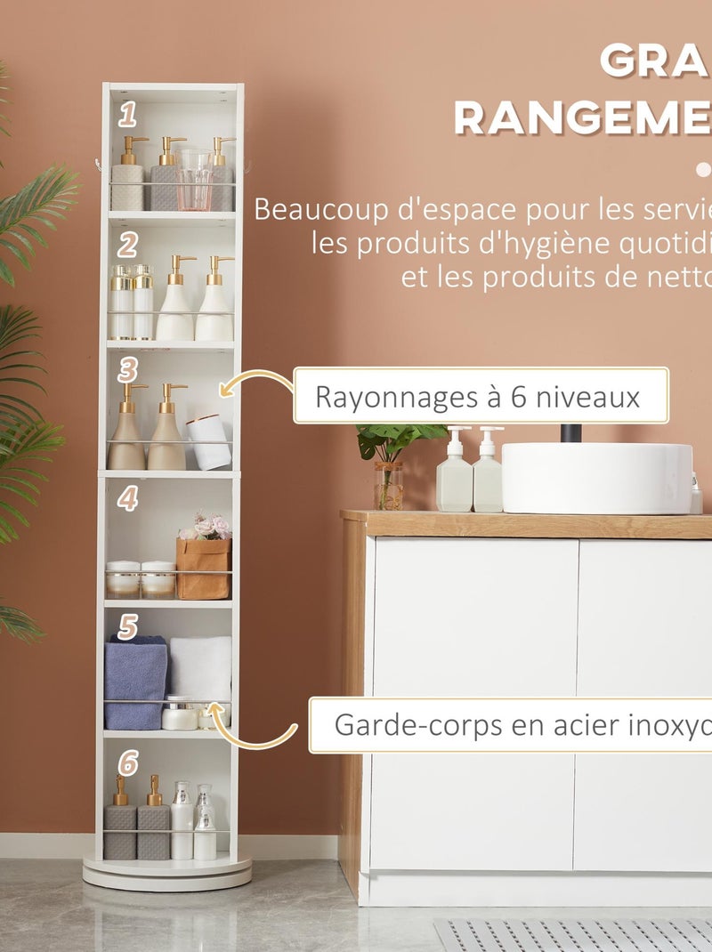Meuble colonne de salle de bain pivotant 36 x 36 x 171 cm blanc Blanc - Kiabi