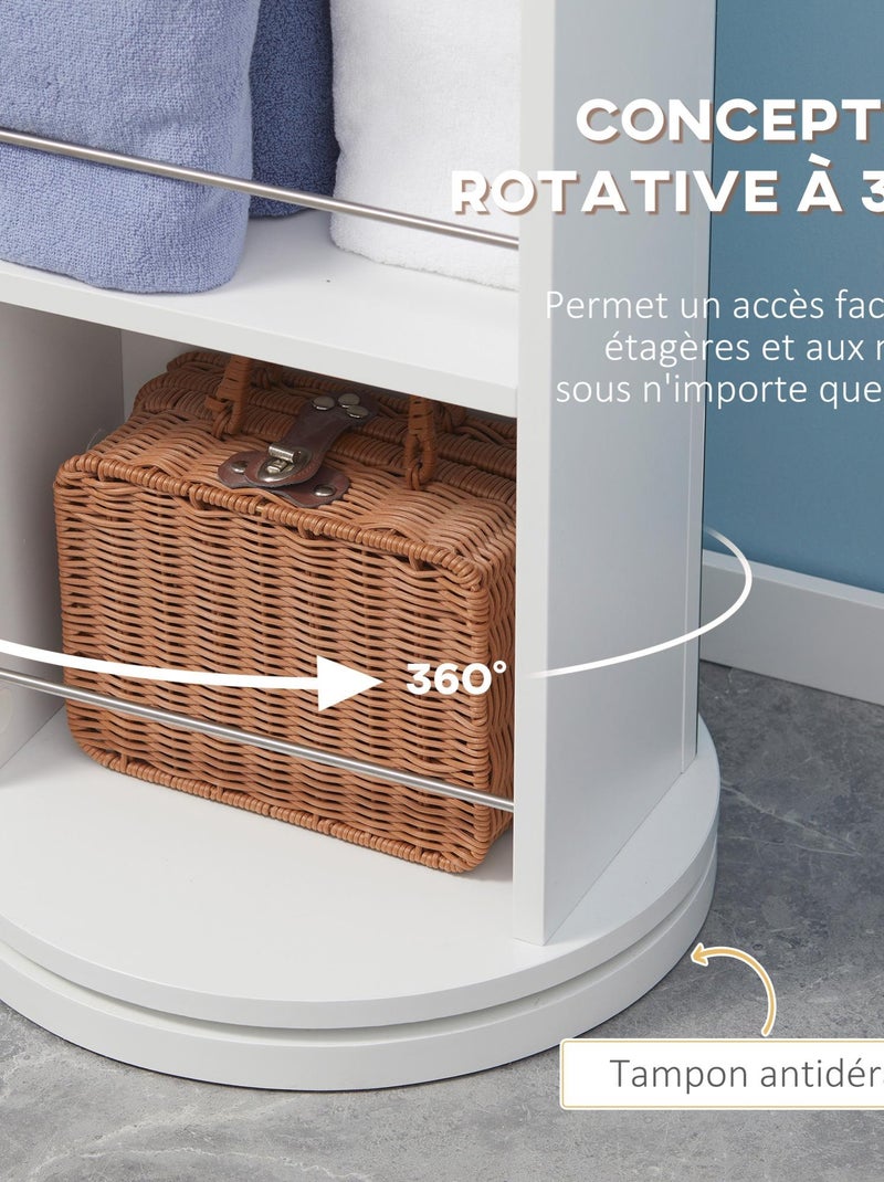 Meuble colonne de salle de bain pivotant 36 x 36 x 171 cm blanc Blanc - Kiabi