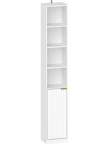 Meuble colonne design porte effet cannelé poignée métal doré
