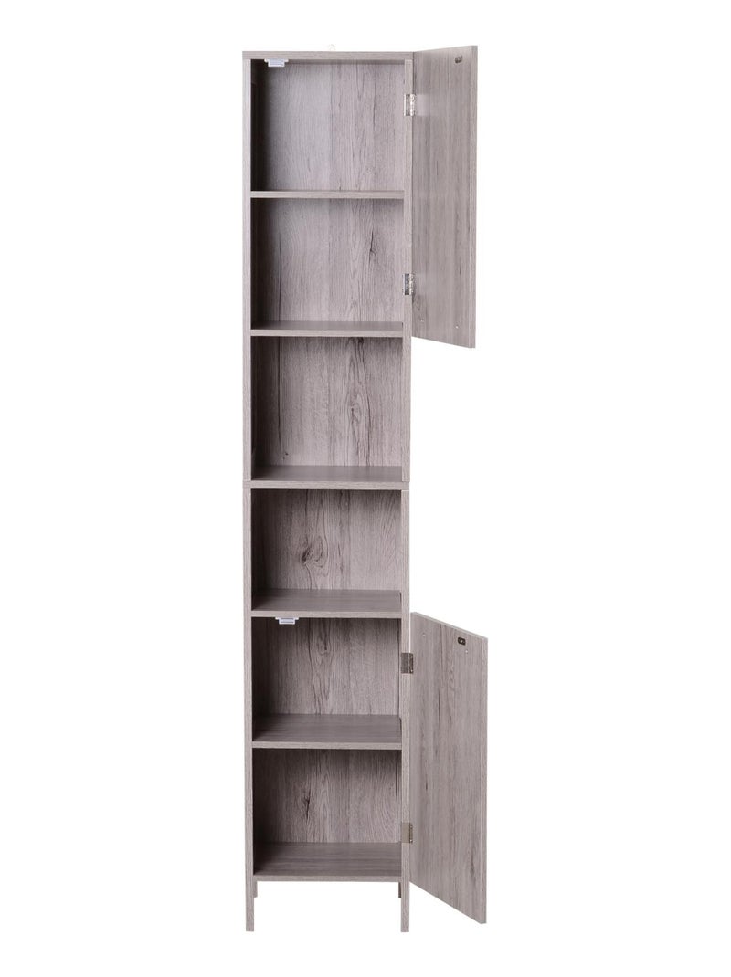 Meuble colonne rangement salle de bain 2 placards avec étagère + 2 niches gris Gris - Kiabi