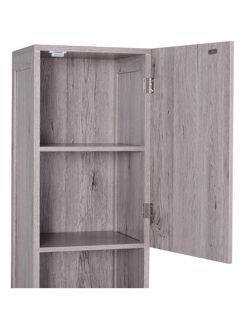 Meuble colonne rangement salle de bain 2 placards avec étagère + 2 niches gris - Kiabi Meuble colonne rangement salle de bain 2 placards avec étagère + 2 niches gris - Kiabi