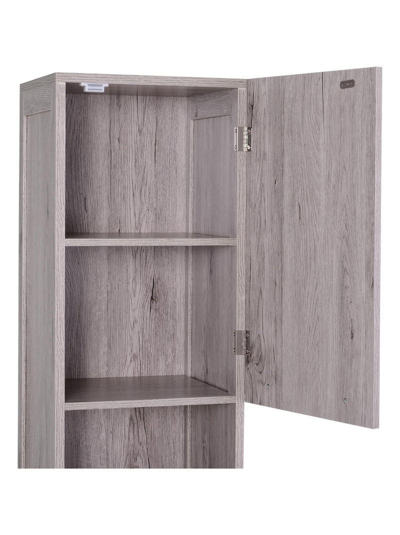Meuble colonne rangement salle de bain 2 placards avec étagère + 2 niches gris Gris - Kiabi