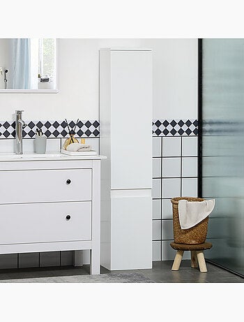 Meuble colonne rangement salle de bain 30 x 28 x 152,5 cm blanc