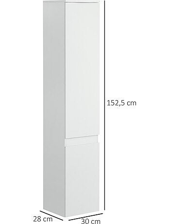Meuble colonne rangement salle de bain 30 x 28 x 152,5 cm blanc