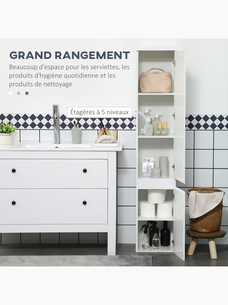 Meuble colonne rangement salle de bain 30 x 28 x 152,5 cm blanc Blanc Blanc - Kiabi