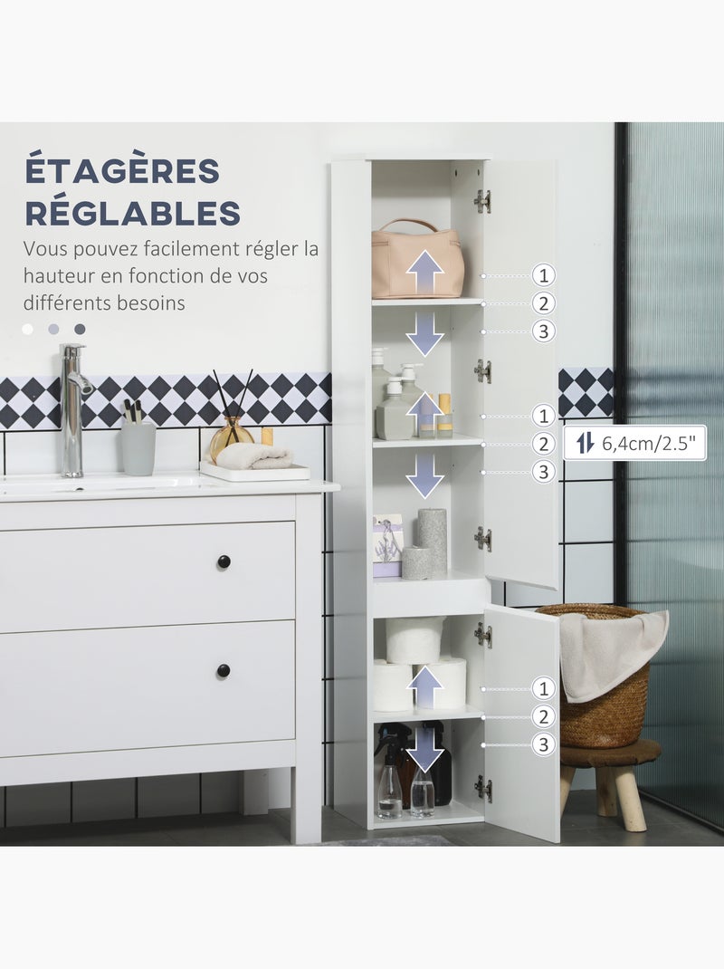 Meuble colonne rangement salle de bain 30 x 28 x 152,5 cm blanc Blanc Blanc - Kiabi