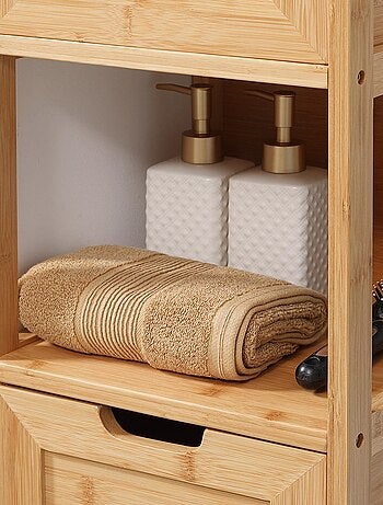 Meuble colonne rangement salle de bain bambou design cosy naturel