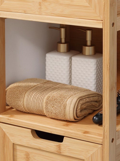 Meuble colonne rangement salle de bain bambou design cosy naturel - Kiabi Meuble colonne rangement salle de bain bambou design cosy naturel - Kiabi
