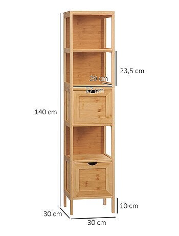 Meuble colonne rangement salle de bain bambou design cosy naturel