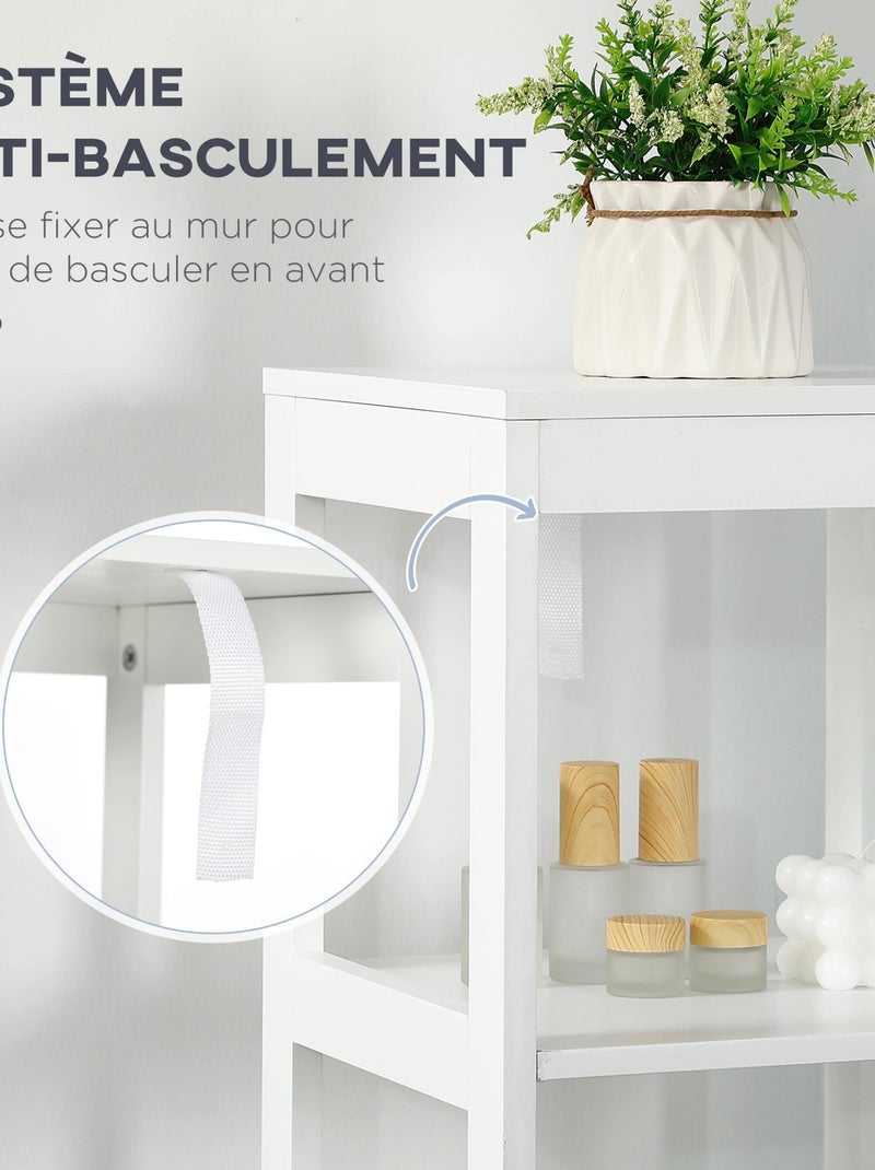 Meuble colonne rangement salle de bain H144 cm 2 tiroirs 3 étagères blanc Blanc - Kiabi