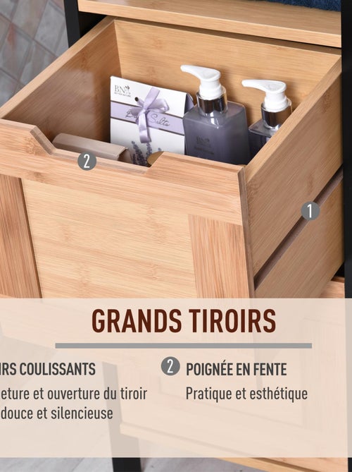 Meuble colonne rangement salle de bain MDF bambou style cosy - Kiabi