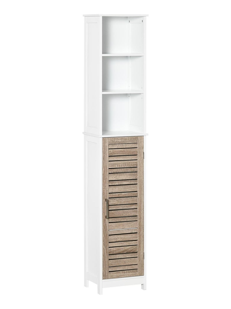 Meuble colonne rangement salle de bain MDF blanc aspect bois style cosy Blanc - Kiabi