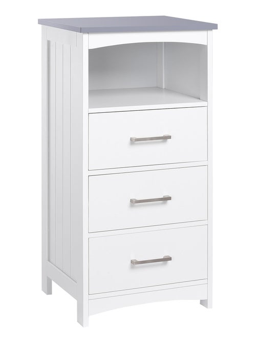 Meuble colonne salle de bain - 3 tiroirs, niche - blanc gris - Kiabi
