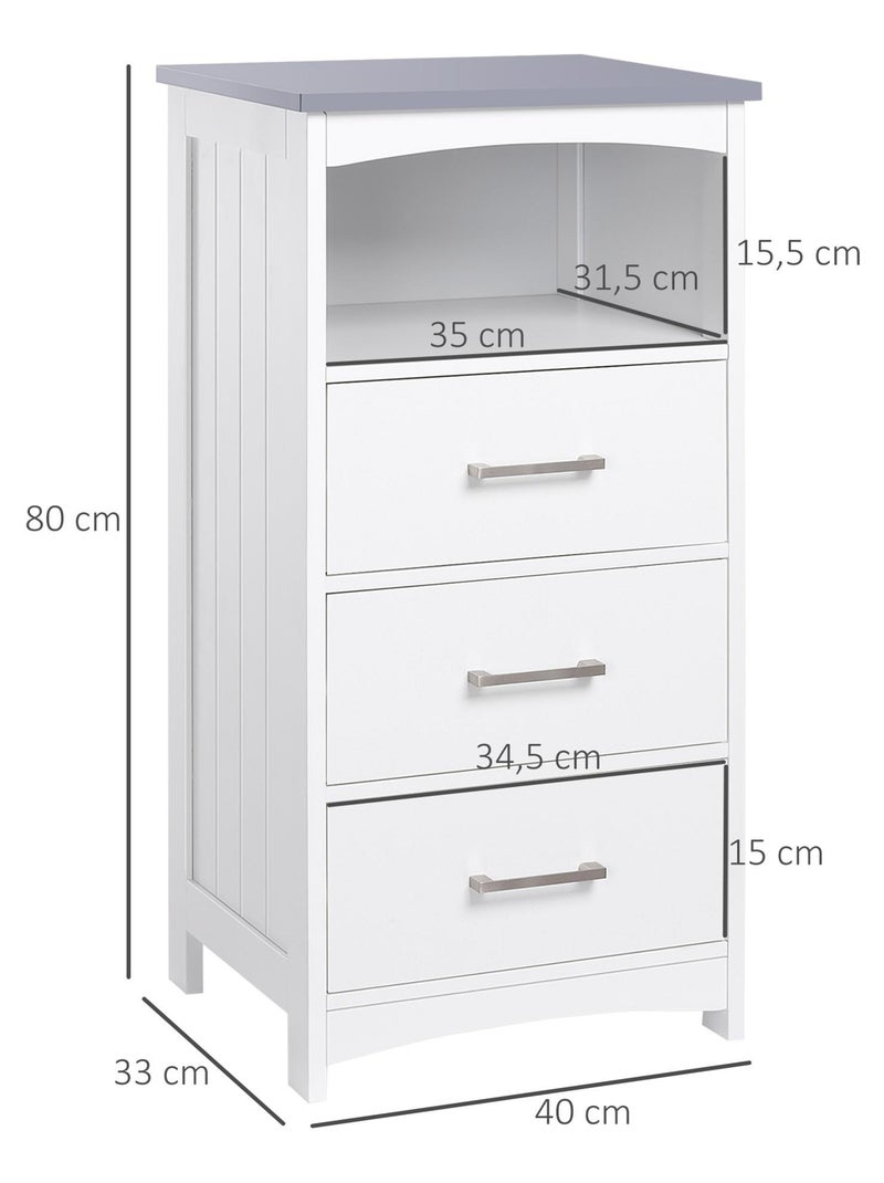 Meuble colonne salle de bain - 3 tiroirs, niche - blanc gris Blanc - Kiabi