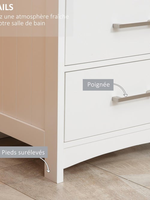 Meuble colonne salle de bain - 3 tiroirs, niche - blanc gris - Kiabi