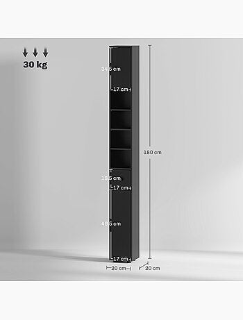 Meuble colonne salle de bain 2 portes 2 étagères 4 niches tiroir