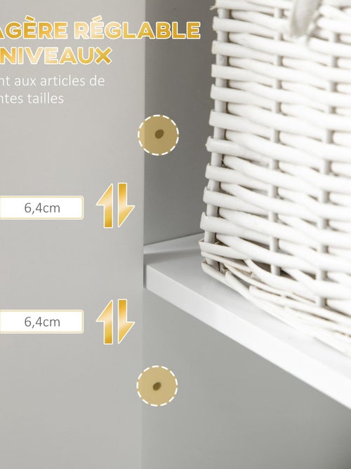 Meuble colonne salle de bain 2 portes 2 étagères niche doré blanc - Kiabi