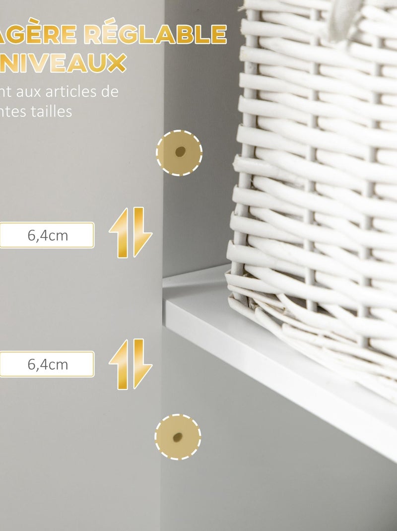 Meuble colonne salle de bain 2 portes 2 étagères niche doré blanc Blanc - Kiabi
