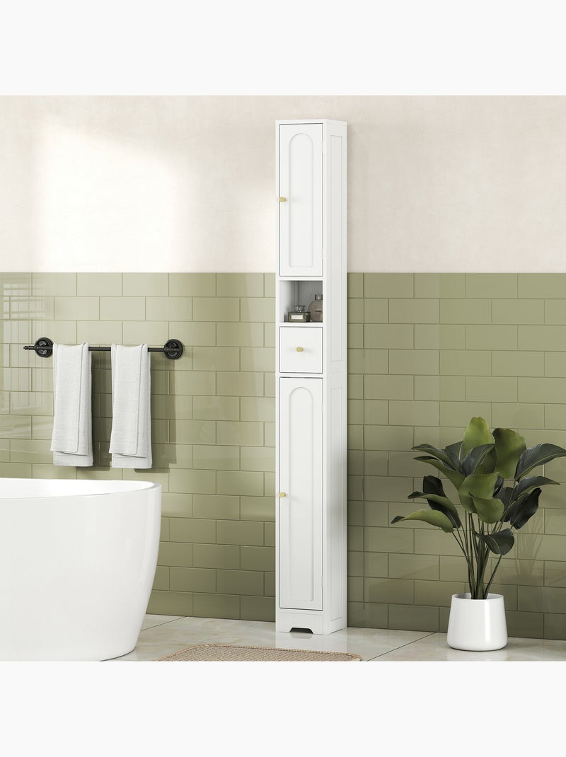 Meuble colonne salle de bain 2 portes tiroir bois blanc Blanc Blanc - Kiabi