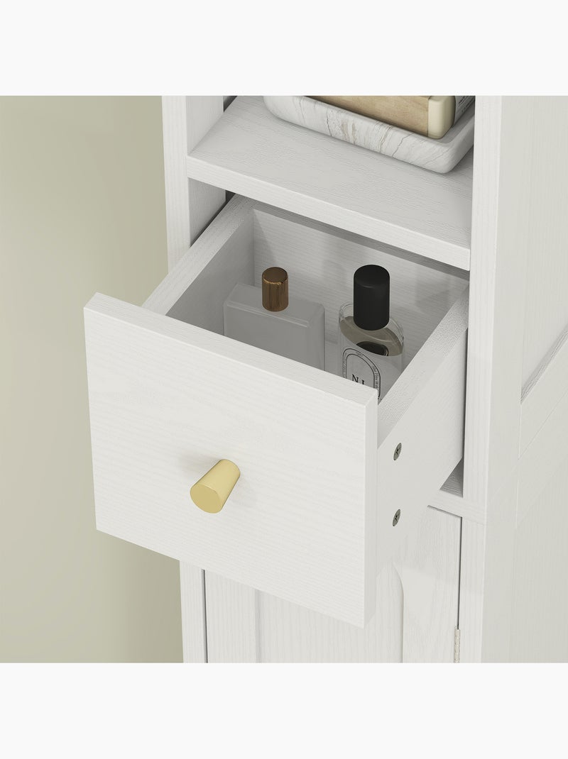 Meuble colonne salle de bain 2 portes tiroir bois blanc Blanc Blanc - Kiabi