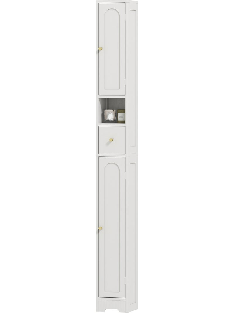 Meuble colonne salle de bain 2 portes tiroir bois blanc Blanc Blanc - Kiabi